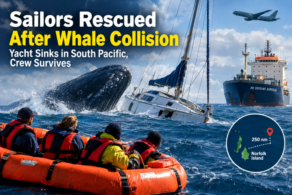 sailors rescued after whale collision